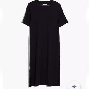 Madewell Ribbed Black Pocket Tee Dress Size Medium
